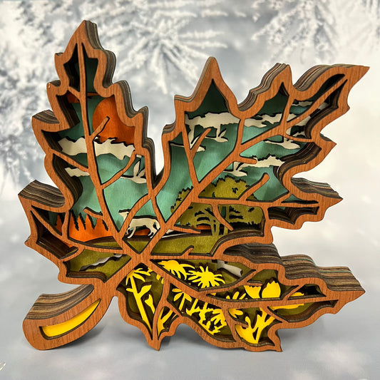 Exquisite 3D Carved Maple Leaf Lamp